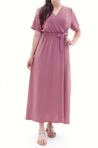 Luftiges Maxikleid Wickeloptik in Altrosa