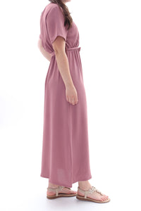 Luftiges Maxikleid Wickeloptik in Altrosa