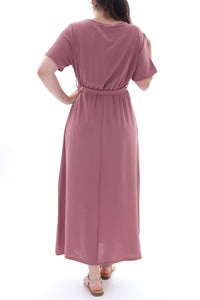 Luftiges Maxikleid Wickeloptik in Altrosa