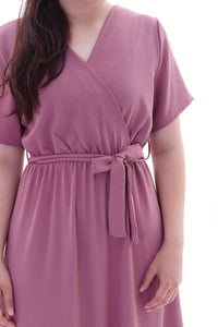 Luftiges Maxikleid Wickeloptik in Altrosa