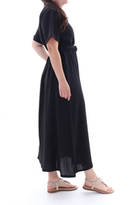Luftiges Maxikleid Wickeloptik in Schwarz